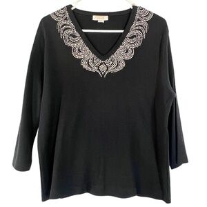 100% Cotton Embellished Long Sleeve Top by TIA Designs Like New